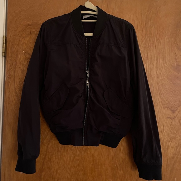 VINCE Ruched Shrunken Bomber Jacket in Coastal Blue: Sz S - Picture 10 of 11